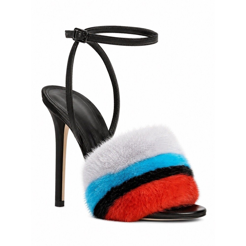 Marco de Vincenzo Fur Nappa Stiletto Sandals EU 36 NIB Luxury Designer Heels